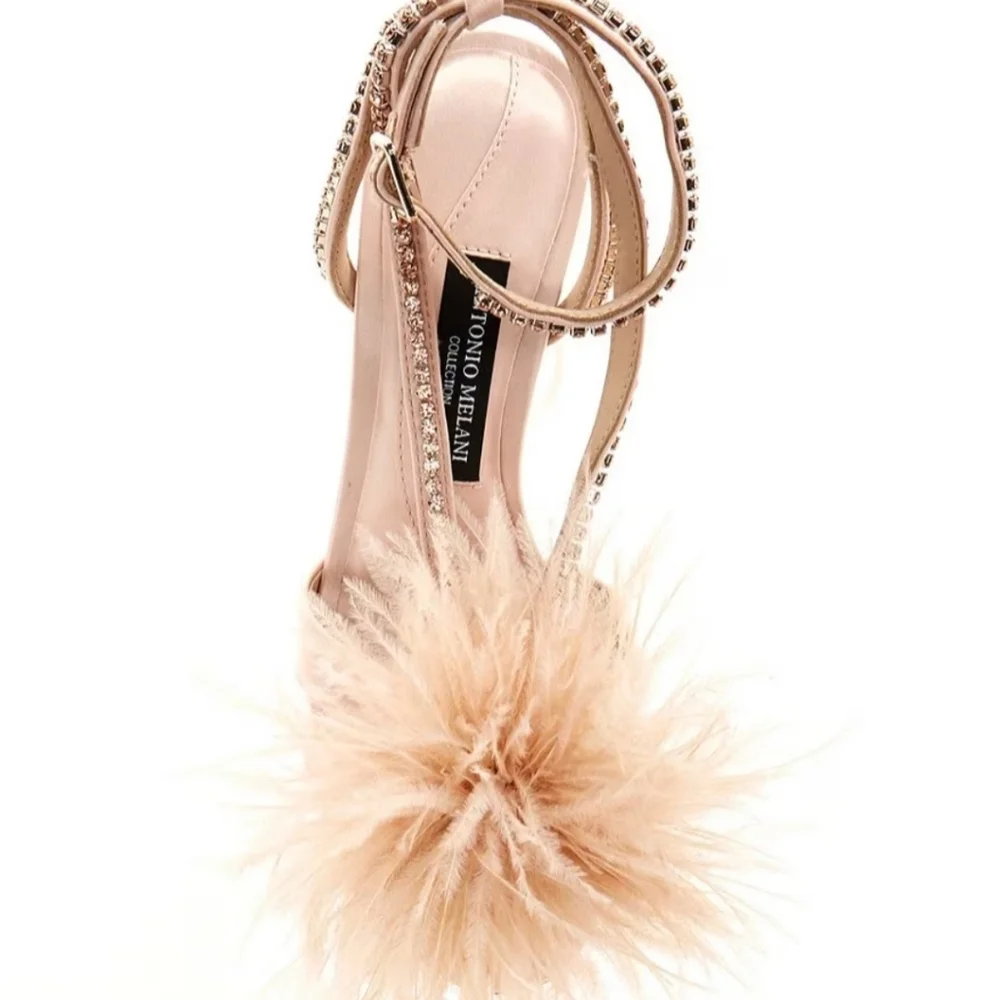 Antonio Melani Collection Aurora Feathered Rhinestone Embellished Dress Sandals - Picture 11 of 13